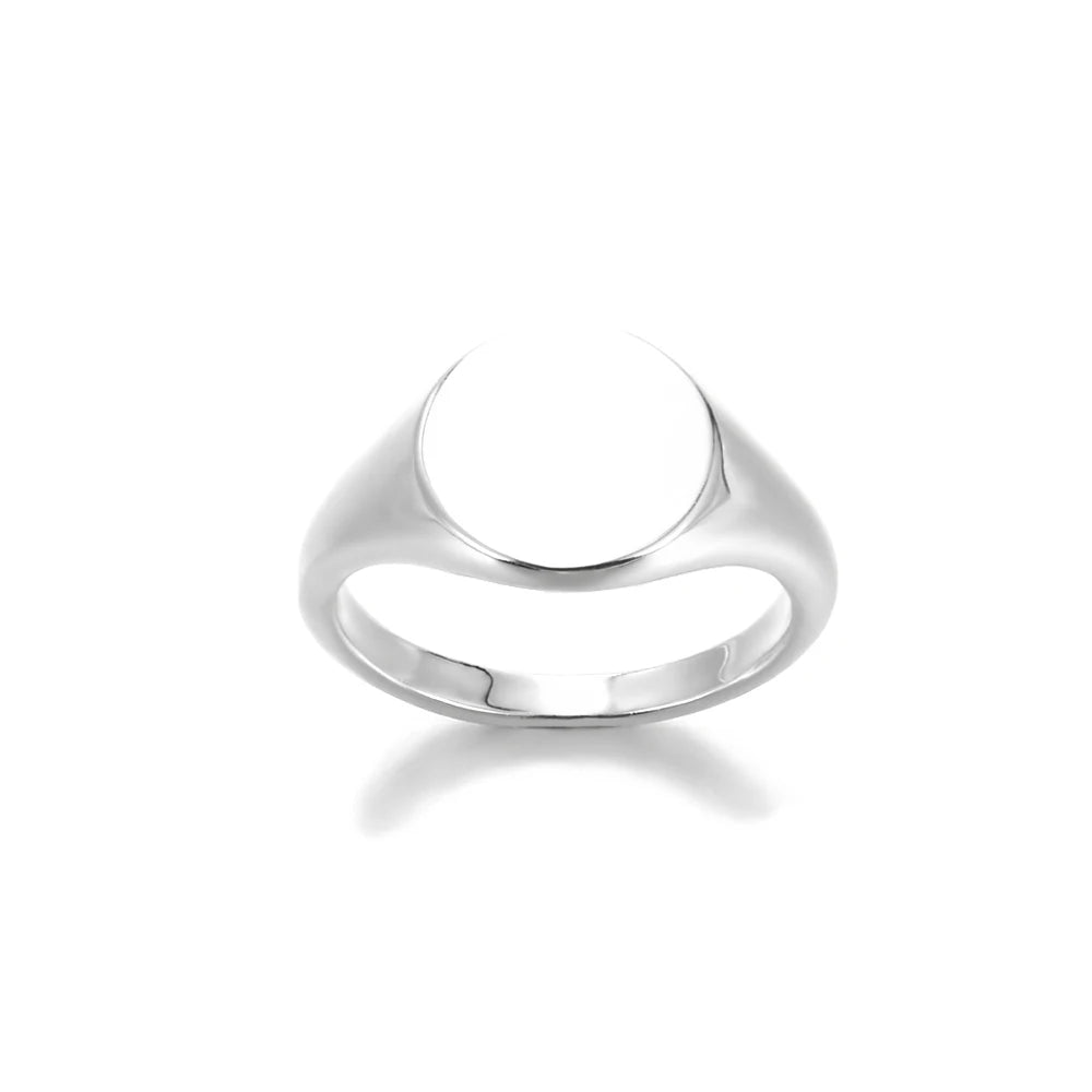 Anillos de sello redondos para mujer y hombre, acero inoxidable, color dorado, anillo para pareja, anillo familiar, joyería, regalo para el Día de la Madre y el Día del Padre.