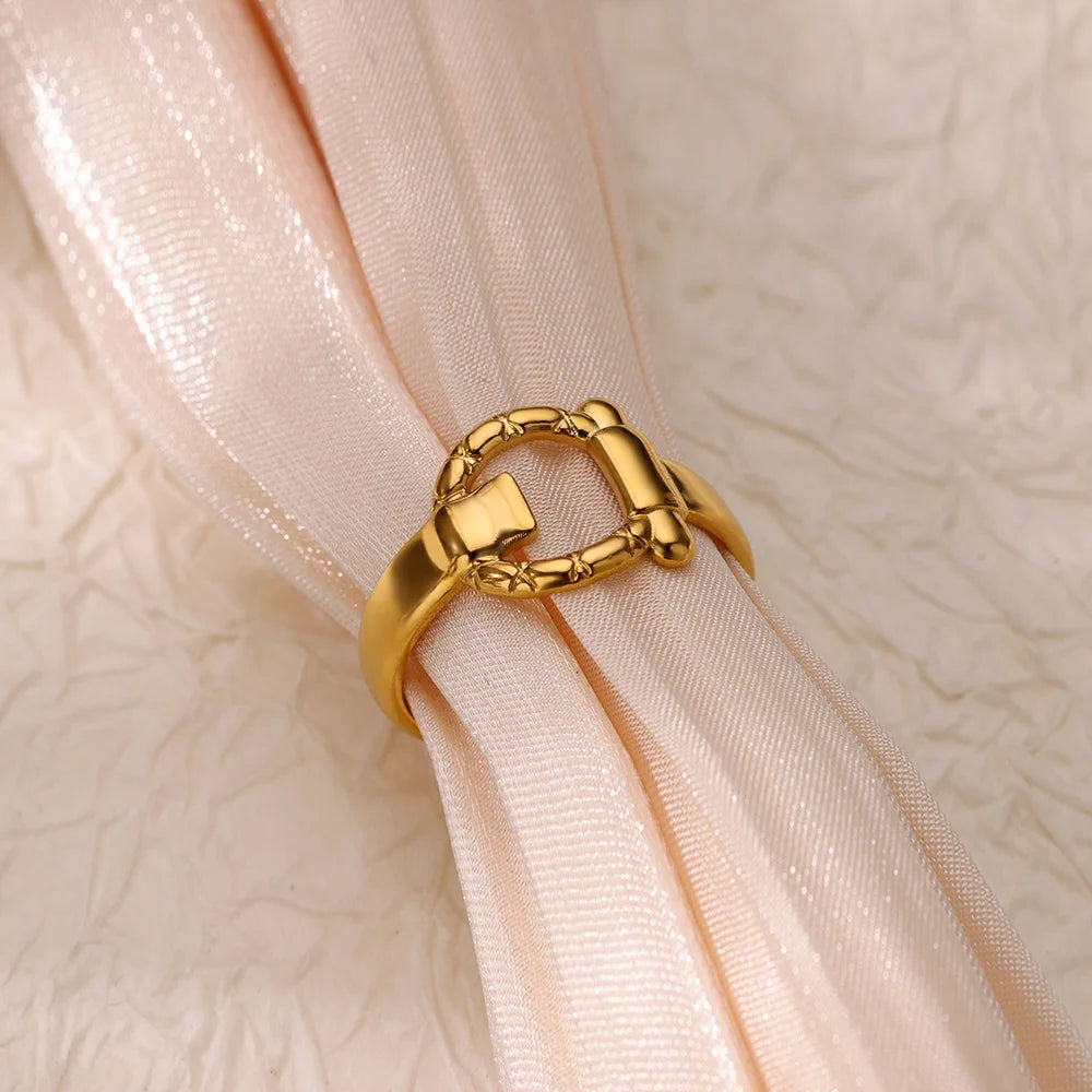 Anillos de acero inoxidable para mujer, anillo geométrico multicapa en color dorado que se abre en el dedo. Novedad en joyería de moda para bodas y fiestas. Resistente al agua.