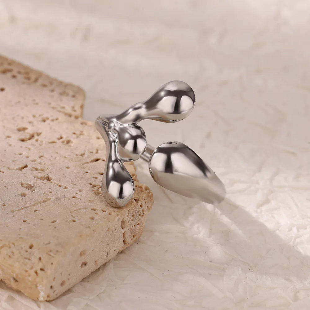 Anillos de acero inoxidable para mujer, anillo geométrico multicapa en color dorado que se abre en el dedo. Novedad en joyería de moda para bodas y fiestas. Resistente al agua.