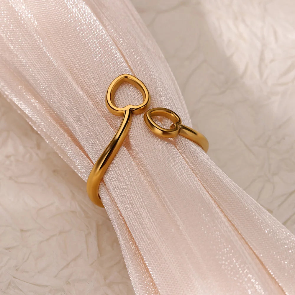 Anillos de acero inoxidable para mujer, anillo geométrico multicapa en color dorado que se abre en el dedo. Novedad en joyería de moda para bodas y fiestas. Resistente al agua.