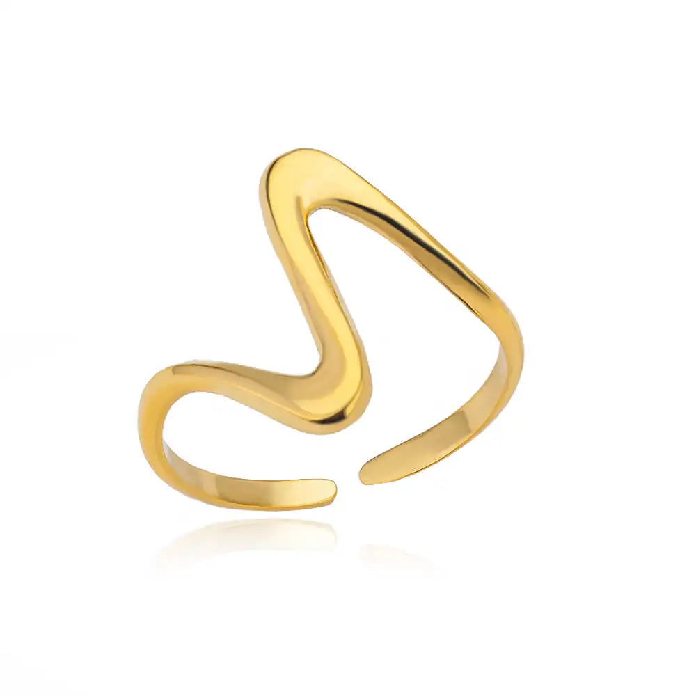 Anillos de acero inoxidable para mujer, anillo geométrico multicapa en color dorado que se abre en el dedo. Novedad en joyería de moda para bodas y fiestas. Regalo.
