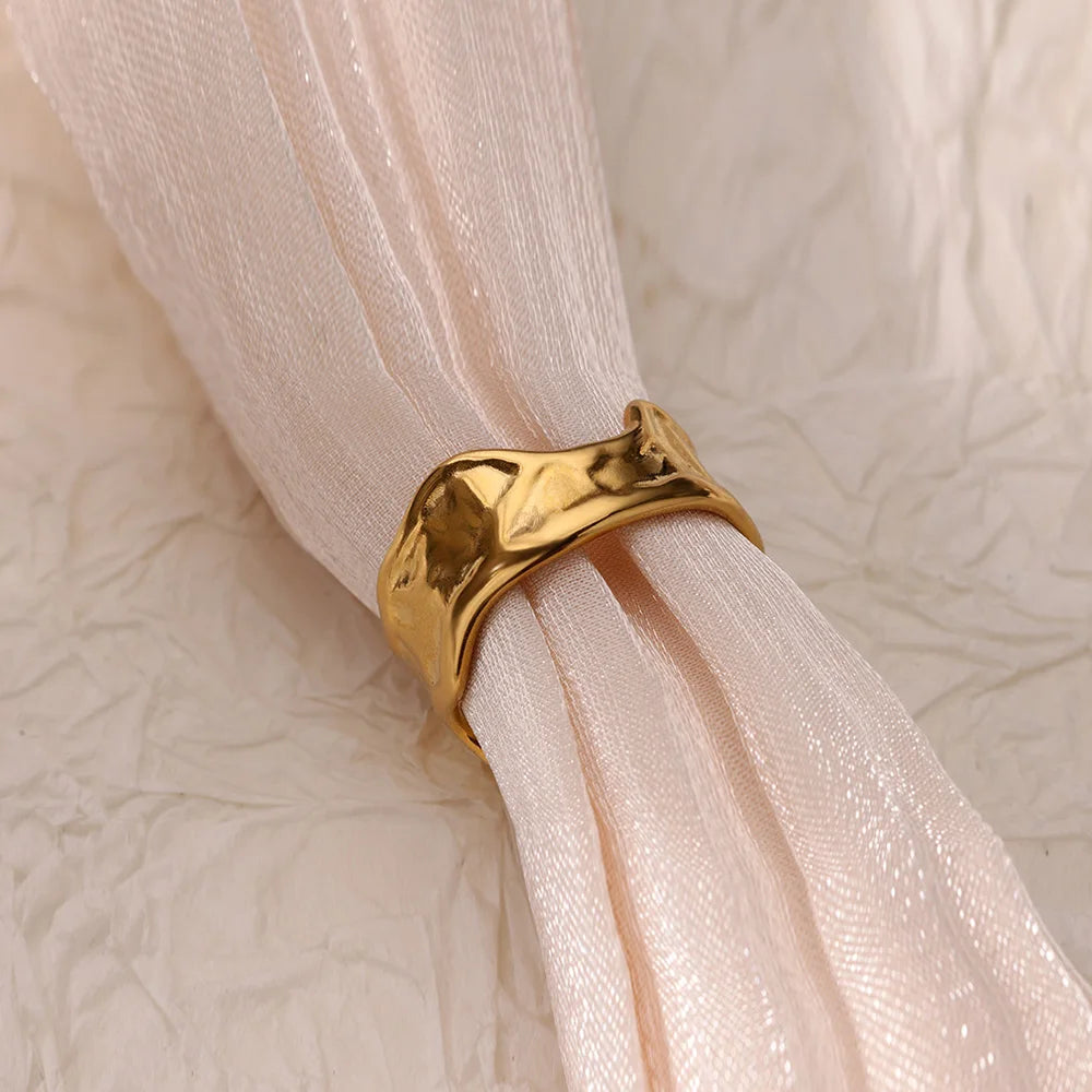 Anillos de acero inoxidable para mujer, anillo geométrico multicapa en color dorado que se abre en el dedo. Novedad en joyería de moda para bodas y fiestas. Resistente al agua.