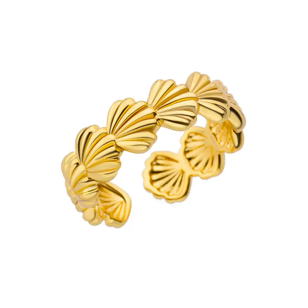 Anillos de acero inoxidable para mujer, anillo geométrico multicapa en color dorado que se abre en el dedo. Novedad en joyería de moda para bodas y fiestas. Regalo.
