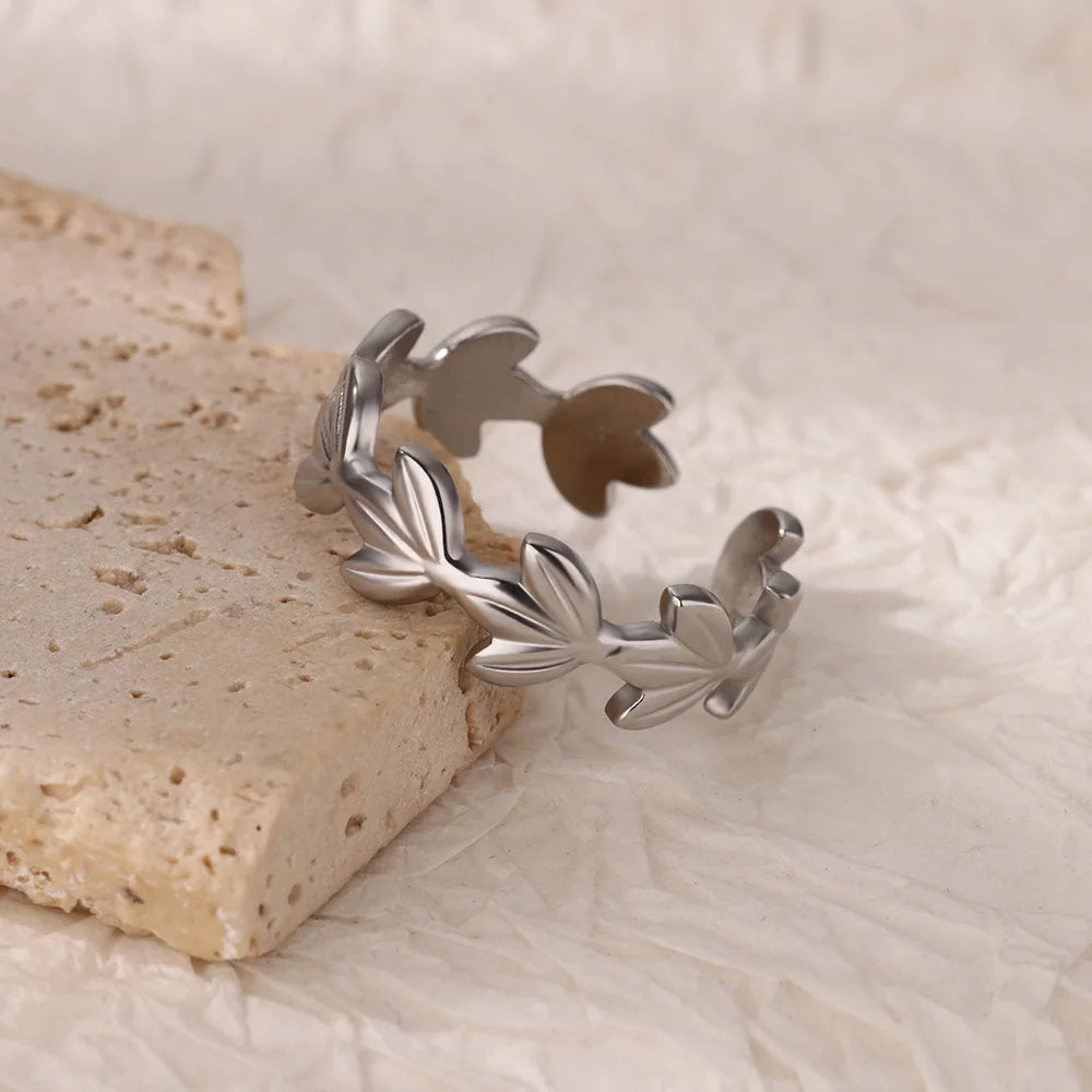 Anillos de acero inoxidable para mujer, anillo geométrico multicapa en color dorado que se abre en el dedo. Novedad en joyería de moda para bodas y fiestas. Resistente al agua.