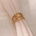 Anillos de acero inoxidable para mujer, anillo geométrico multicapa en color dorado que se abre en el dedo. Novedad en joyería de moda para bodas y fiestas. Resistente al agua.