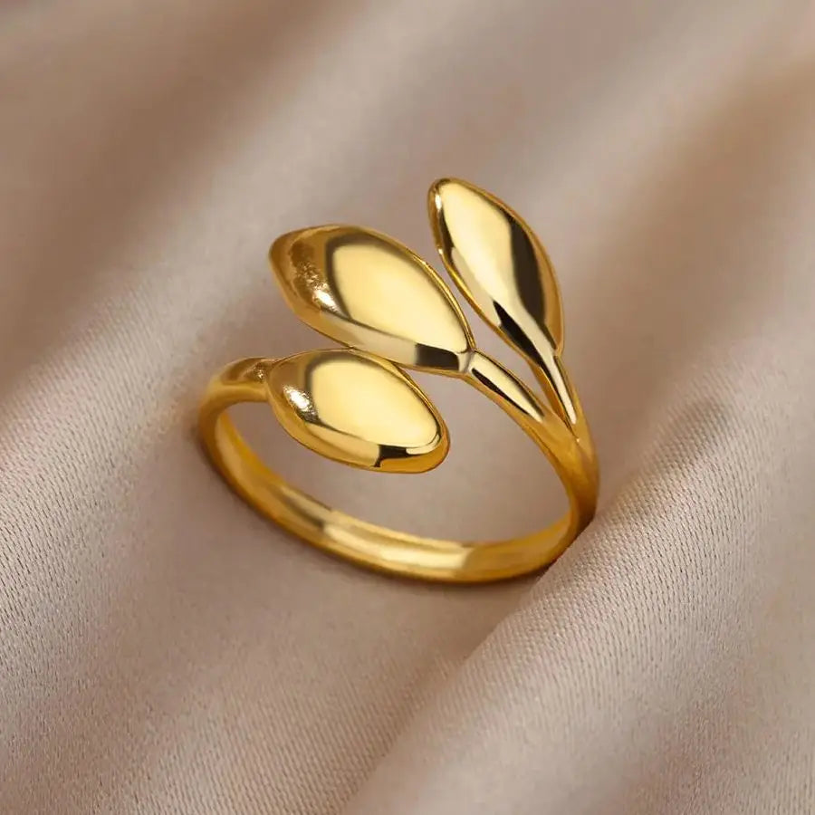 Anillos de acero inoxidable para mujer, anillo geométrico multicapa en color dorado que se abre en el dedo. Novedad en joyería de moda para bodas y fiestas. Regalo.
