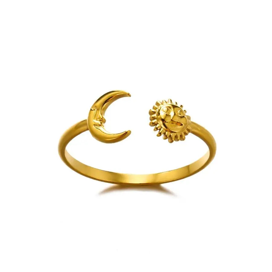 Anillos de acero inoxidable para mujer, anillo geométrico multicapa en color dorado que se abre en el dedo. Novedad en joyería de moda para bodas y fiestas. Regalo.
