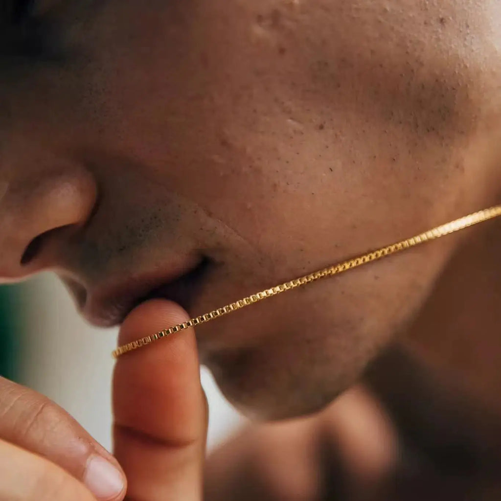 Collar sencillo de cadena tipo caja de acero inoxidable de 1,2 mm, color dorado, acero titanio, collar para hombre, joyería de moda para mujer, accesorios de tendencia.