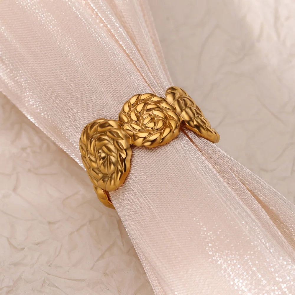 Anillos de acero inoxidable para mujer, anillo geométrico multicapa en color dorado que se abre en el dedo. Novedad en joyería de moda para bodas y fiestas. Resistente al agua.