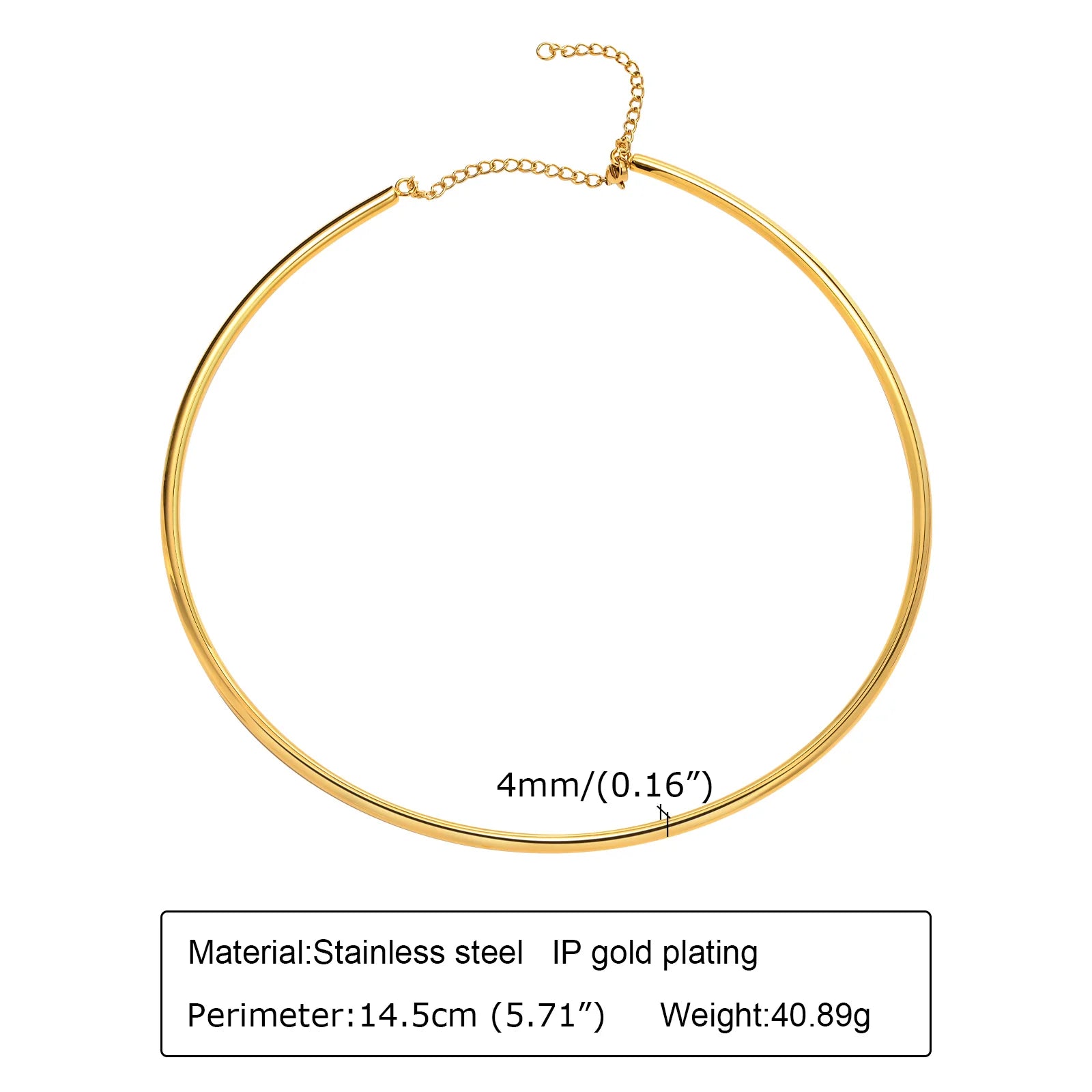 Gargantilla para mujer, collar gargantilla abierto ajustable, joyería sencilla de acero inoxidable.