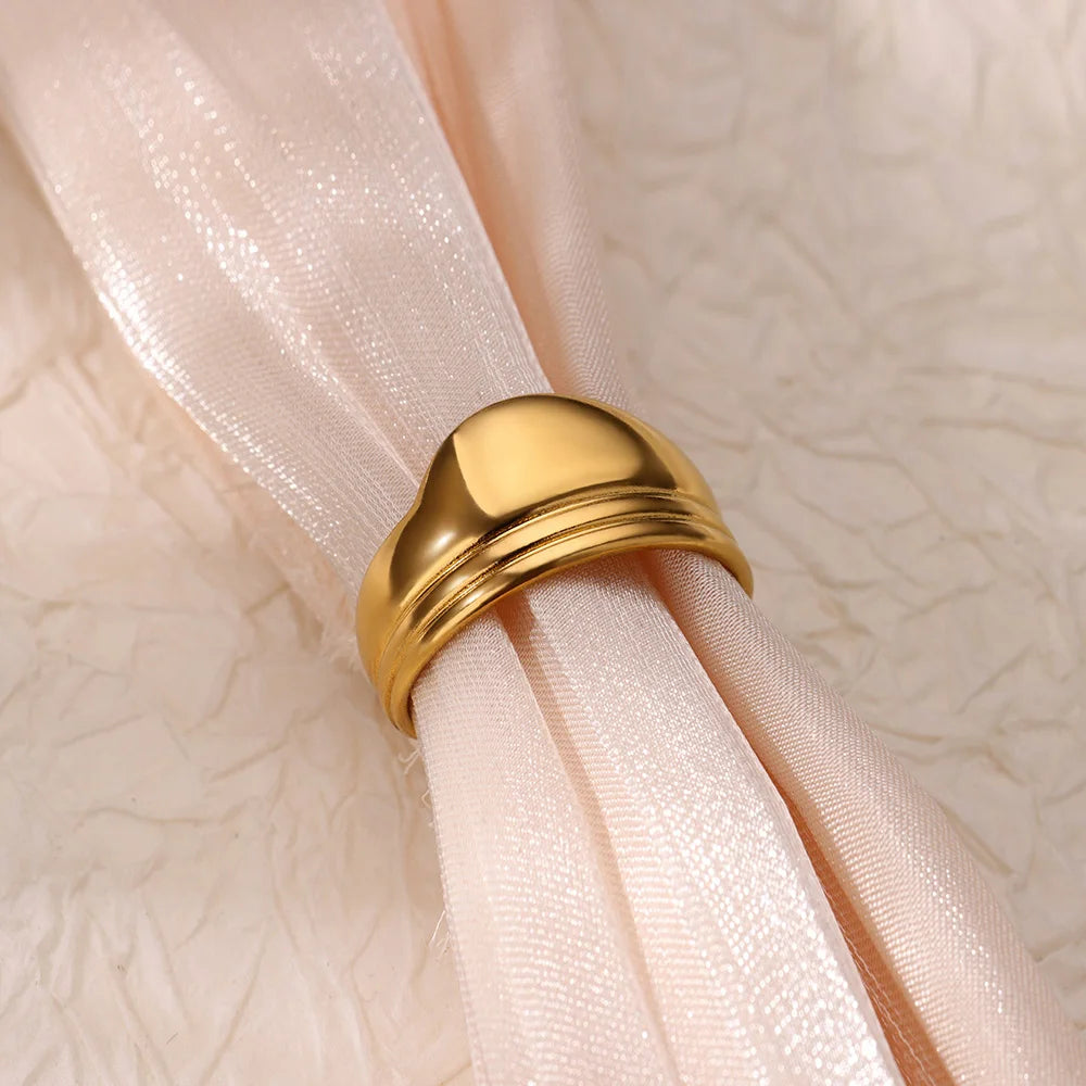 Anillos de acero inoxidable para mujer, anillo geométrico multicapa en color dorado que se abre en el dedo. Novedad en joyería de moda para bodas y fiestas. Resistente al agua.